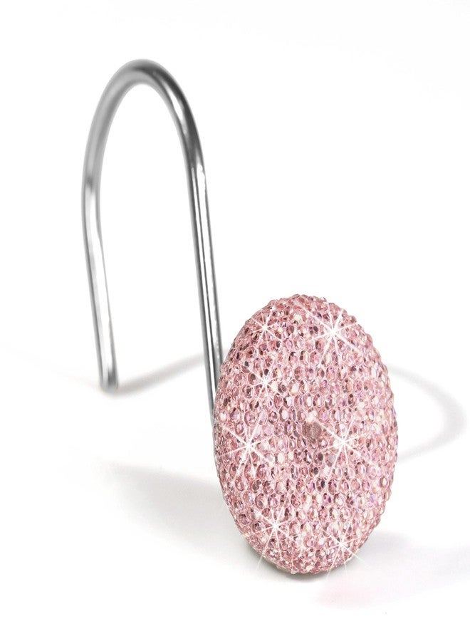 Popkozzi Blush Pink Crystal Shower Curtain Hooks: 12 Pcs Luxury Sparkly Rhinestone Decorative Shower Rings for Valentines Day Christmas Holiday Bathroom Decor - Elegant Bathroom Accessories & Gift - Image 2