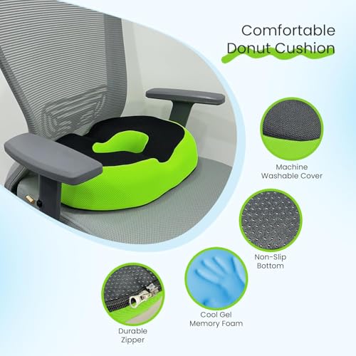 Sleepsia Donut Pillow for Tailbone Pain |1 Year Warranty| Coccyx Seat Cushion for Chair, Hemorrhoid & Piles Pillow, Car Seat Donut Cushion Hemorrhoids Fistula Prostate Post Relief-Grey Gel Memory Foam - Image 4