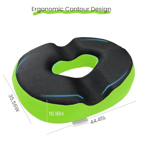 Sleepsia Donut Pillow for Tailbone Pain |1 Year Warranty| Coccyx Seat Cushion for Chair, Hemorrhoid & Piles Pillow, Car Seat Donut Cushion Hemorrhoids Fistula Prostate Post Relief-Grey Gel Memory Foam - Image 2