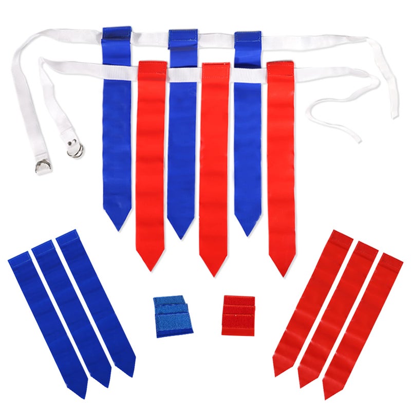 WYZworks WYZworks 12 Player Adjustable Flag Football Set, 3 Flags per Belt, Hook and Loop Fastener, Nylon Belt w/Double D-Ring Closure, 18 Red and 18 Blue Flags for Adults and Youth, 36 Flags total  - Image 3