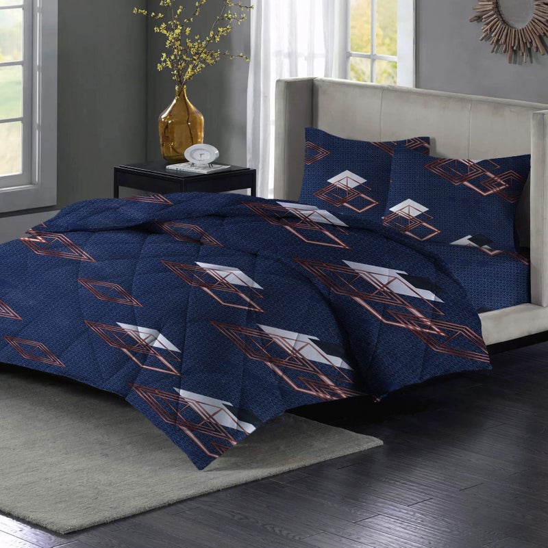 VAS COLLECTIONS ® 350TC Glace Floral Cotton King Size Double Bed AC Comforter Set with Flat Bedsheet and Two King Pillow Covers (90x90 inch, Grey and White)- 4 Pieces Bedding Set in Bag - Image 5