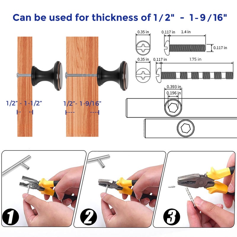 Ravinte 10 Pack Oil Rubbed Bronze Kitchen Cabinet Knobs, Solid Oil Rubbed Bronze Pulls Zinc Handles Simple Drawer Cabinet Hardware for Cupboard Drawer Knobs - Image 4