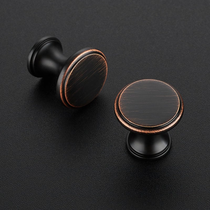 Ravinte 10 Pack Oil Rubbed Bronze Kitchen Cabinet Knobs, Solid Oil Rubbed Bronze Pulls Zinc Handles Simple Drawer Cabinet Hardware for Cupboard Drawer Knobs - Image 2