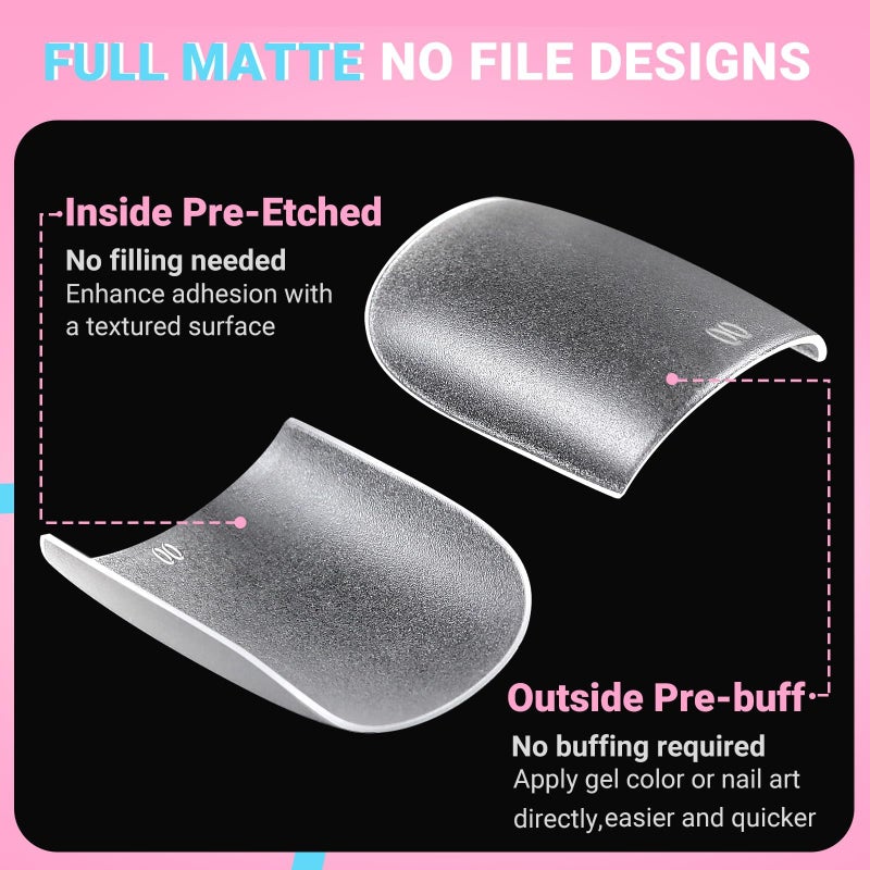 SINOKAME Wider Long Square Toe Nail Tips Full Cover with Glue, SINOKAME No File Matte Thick Toe Nail Press Ons Clear, Soak Off Fake Toenails Extensions DIY Home Manicure Kit for Women &Men,300 Pcs 15 Sizes - Image 5
