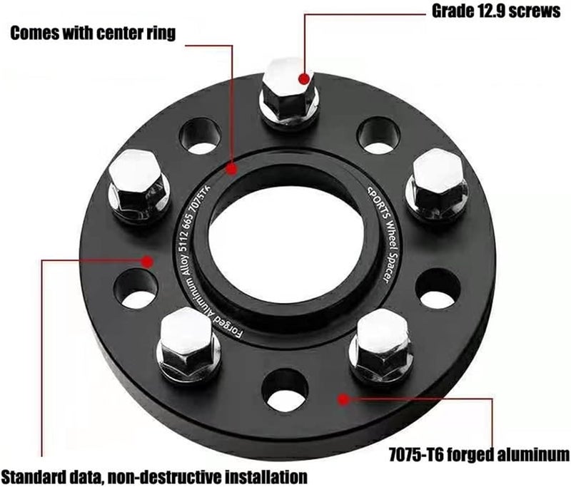 Wivplex 5x112 Hubcentric Wheel Spacers 15mm - Image 2