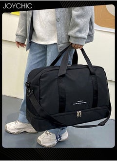 Joychic Lightweight Travel Garment Bags Large Capacity Wear-resistant Sport BagTraining Handbag with Dry and Wet Pocket & Shoes Compartment for Yoga Fitness Outdoor Black  - Image 3
