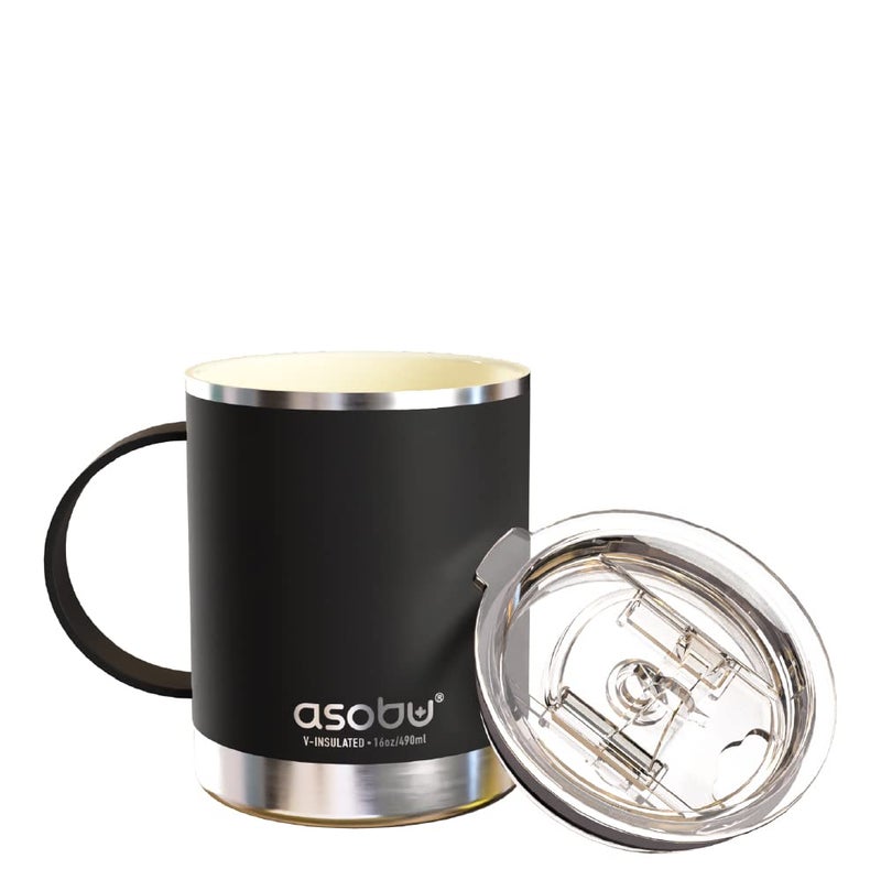 asobu Stainless Steel Insulated Coffee Mug with Ceramic Inner Coating for Ultimate Flavor 12 Ounce Black