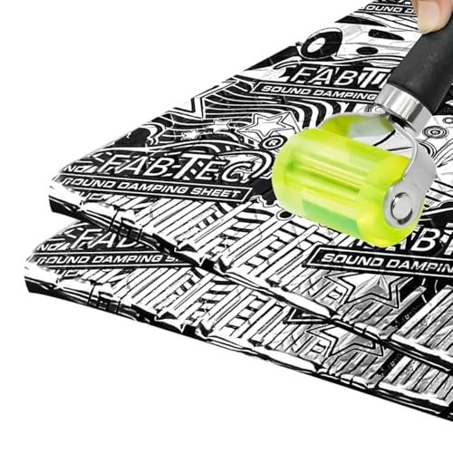 Spaiko Car Sound Damping Sheet 32x18 Inch (Set of 2) with Roller | 3mm Thick Butyl & Foil Mat | Heat & Noise Insulation for Car Doors, Floor, Roof | Soundproofing Damping Sheet Black & Silver - Image 1