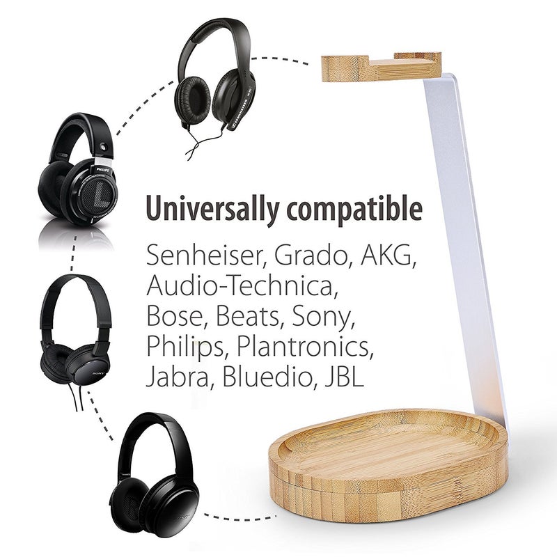 Avantree TR902 - Universal Wooden & Aluminum Headphone Stand Hanger with Cable Holder, Sturdy Desk Headset Mount Rack - Image 4