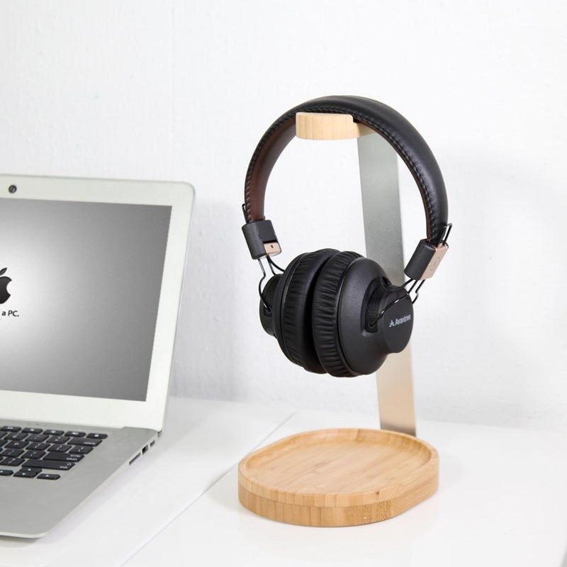 Avantree TR902 - Universal Wooden & Aluminum Headphone Stand Hanger with Cable Holder, Sturdy Desk Headset Mount Rack - Image 2