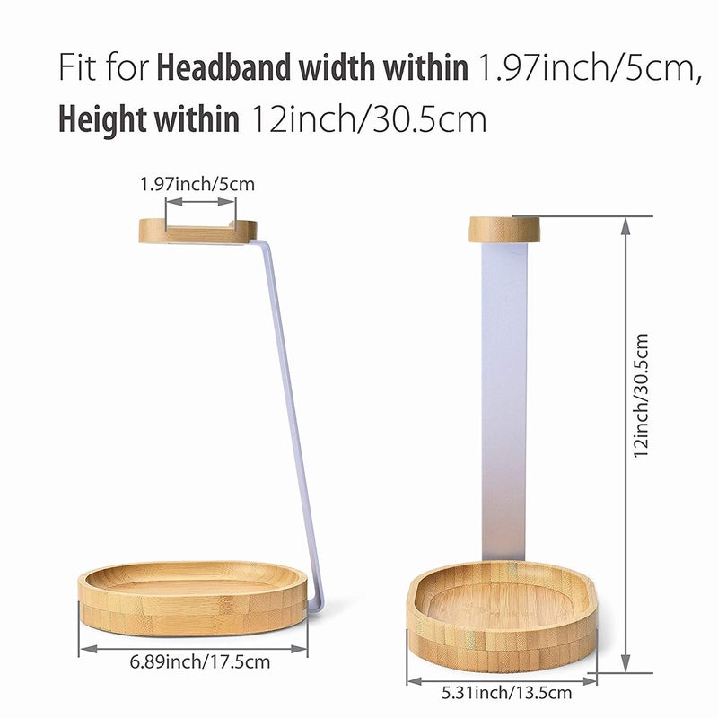 Avantree TR902 - Universal Wooden & Aluminum Headphone Stand Hanger with Cable Holder, Sturdy Desk Headset Mount Rack - Image 5