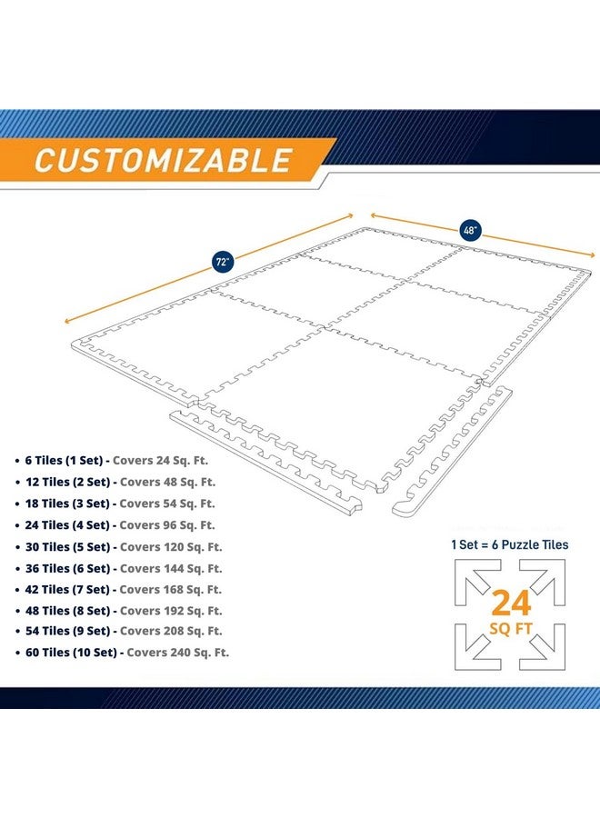 SIGNATRON Fitness Puzzle Mat, Gym Floor Mat, Exercise Mat, EVA Foam Interlocking Tiles, Protective Flooring for Gym Equipment and Workouts, 12mm Extra Thick (6Pc || 24 SqFt, Grey - Black) - Image 2