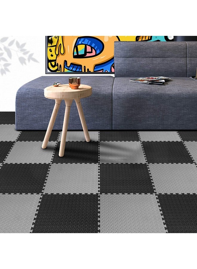 SIGNATRON Fitness Puzzle Mat, Gym Floor Mat, Exercise Mat, EVA Foam Interlocking Tiles, Protective Flooring for Gym Equipment and Workouts, 12mm Extra Thick (6Pc || 24 SqFt, Grey - Black) - Image 5