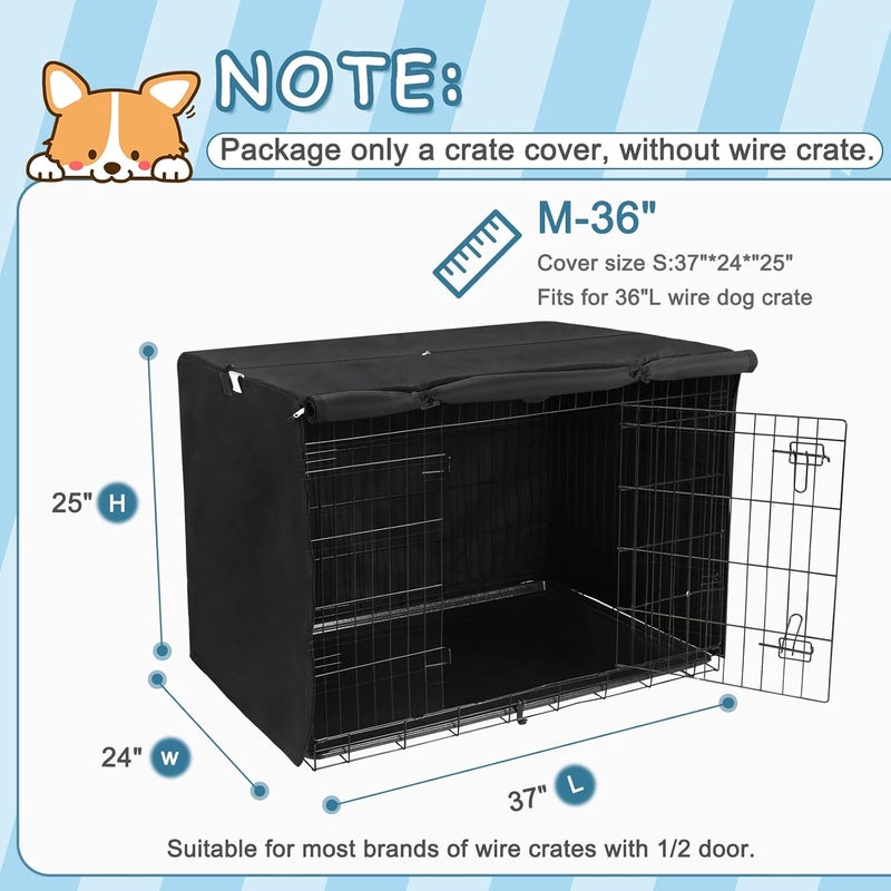 Deblue 36 inch Dog Crate Cover, Breathable Pet Kennel Covers Fit for 36 inch Wire Double Door Crate Cover - (Black 36") - Image 2