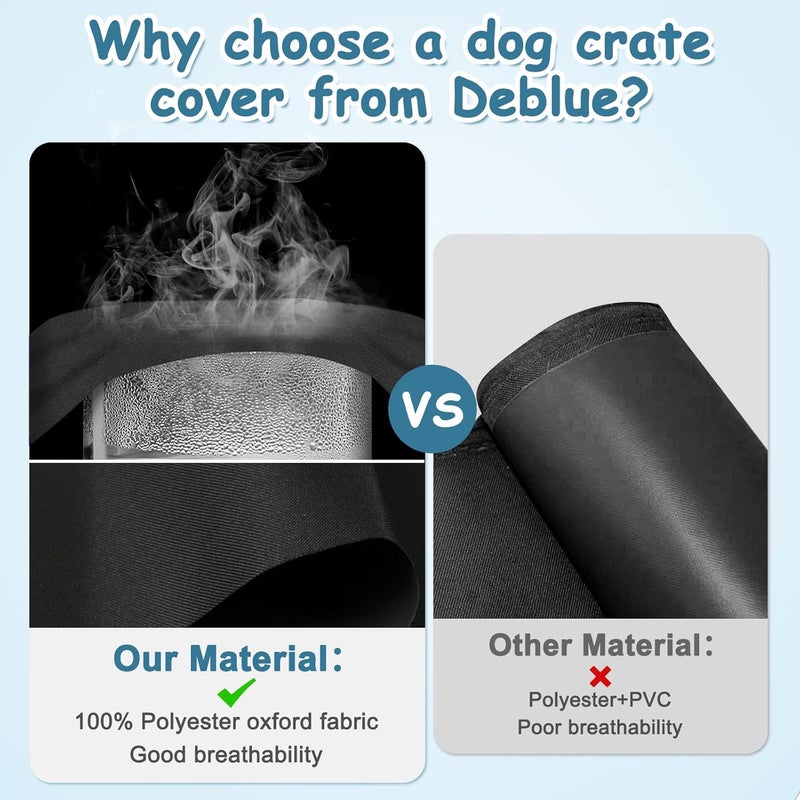 Deblue 36 inch Dog Crate Cover, Breathable Pet Kennel Covers Fit for 36 inch Wire Double Door Crate Cover - (Black 36") - Image 3