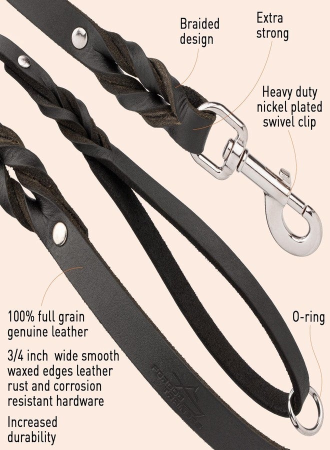 فايبر طوق تدريب للكلاب من الجلد من فايبر، طوله 4 أقدام، مزود بأجزاء معدنية مطلية بالنيكل، طوق جلدي للكلاب الكبيرة والمتوسطة والصغيرة (عرض 3/4 بوصة - طول 4 أقدام، نيكل أسود). - Image 2