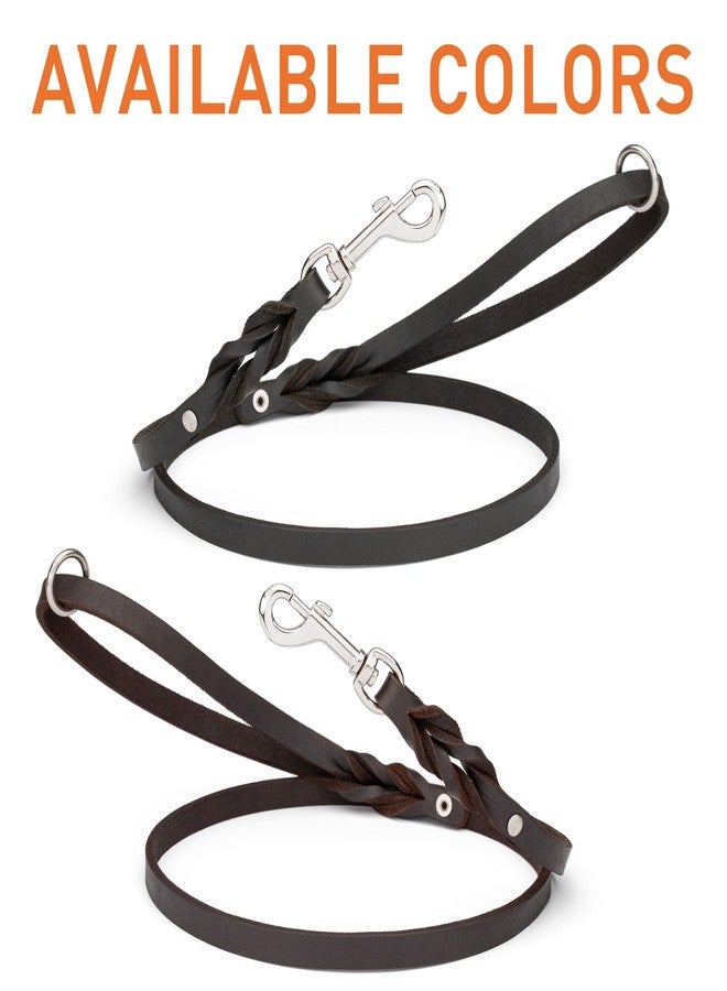 فايبر طوق تدريب للكلاب من الجلد من فايبر، طوله 4 أقدام، مزود بأجزاء معدنية مطلية بالنيكل، طوق جلدي للكلاب الكبيرة والمتوسطة والصغيرة (عرض 3/4 بوصة - طول 4 أقدام، نيكل أسود). - Image 3
