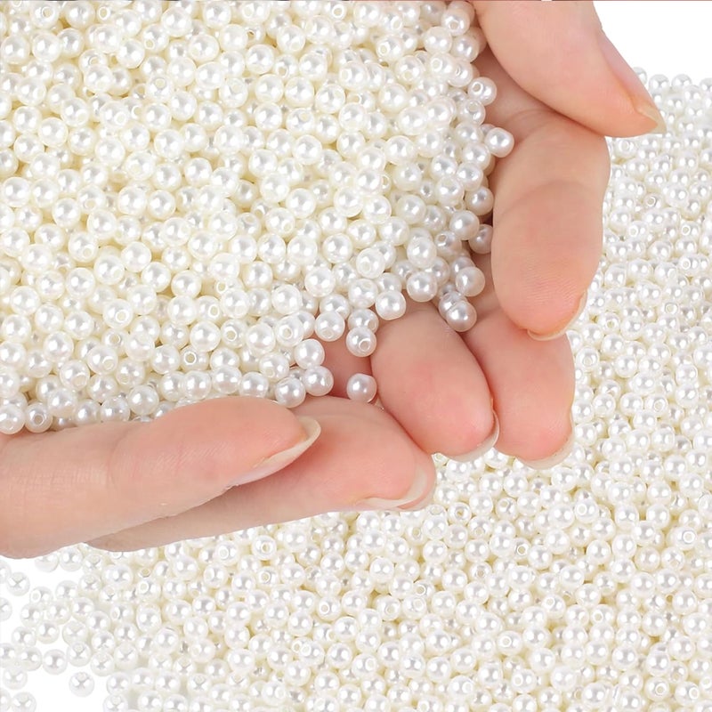 INDIKONB Glass Round Moti for Bracelet & Jewellery Making | AAAAA Offwhite Glass Beads Bulk Wholesale Pack (6MM) - Image 5