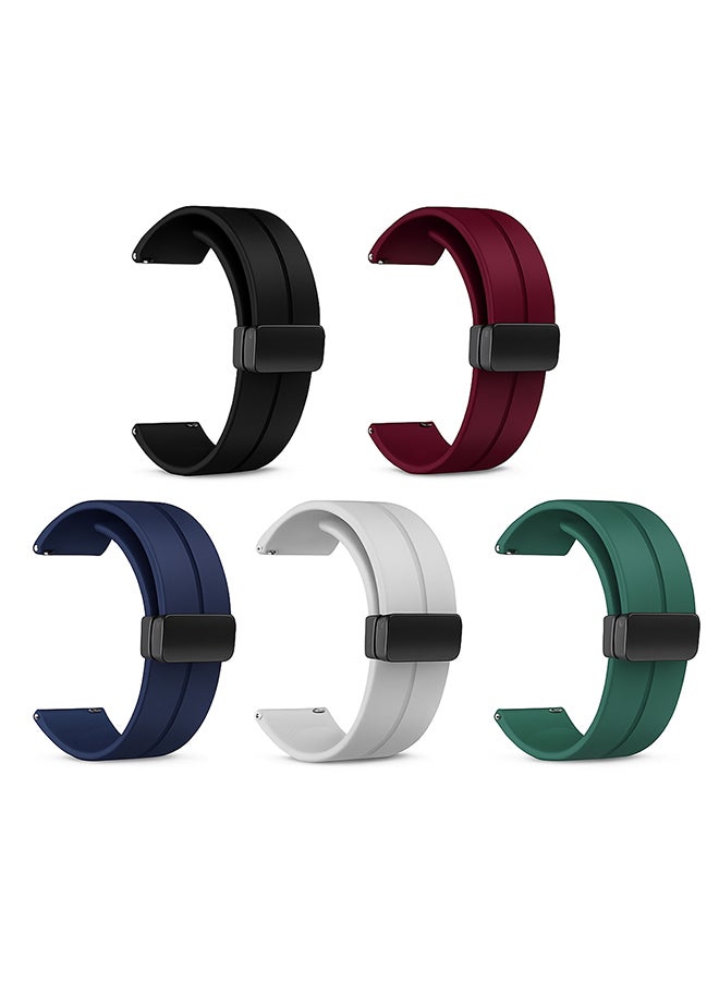 O Ozone (Pack of 5) Silicone Watch Bands Compatible with CMF by Nothing Watch Pro/Watch Pro 2, Magnetic Folding Buckle Adjustable Soft Silicone Sport Replacement Watch Straps for Men Women - Multicolor2 - Image 1