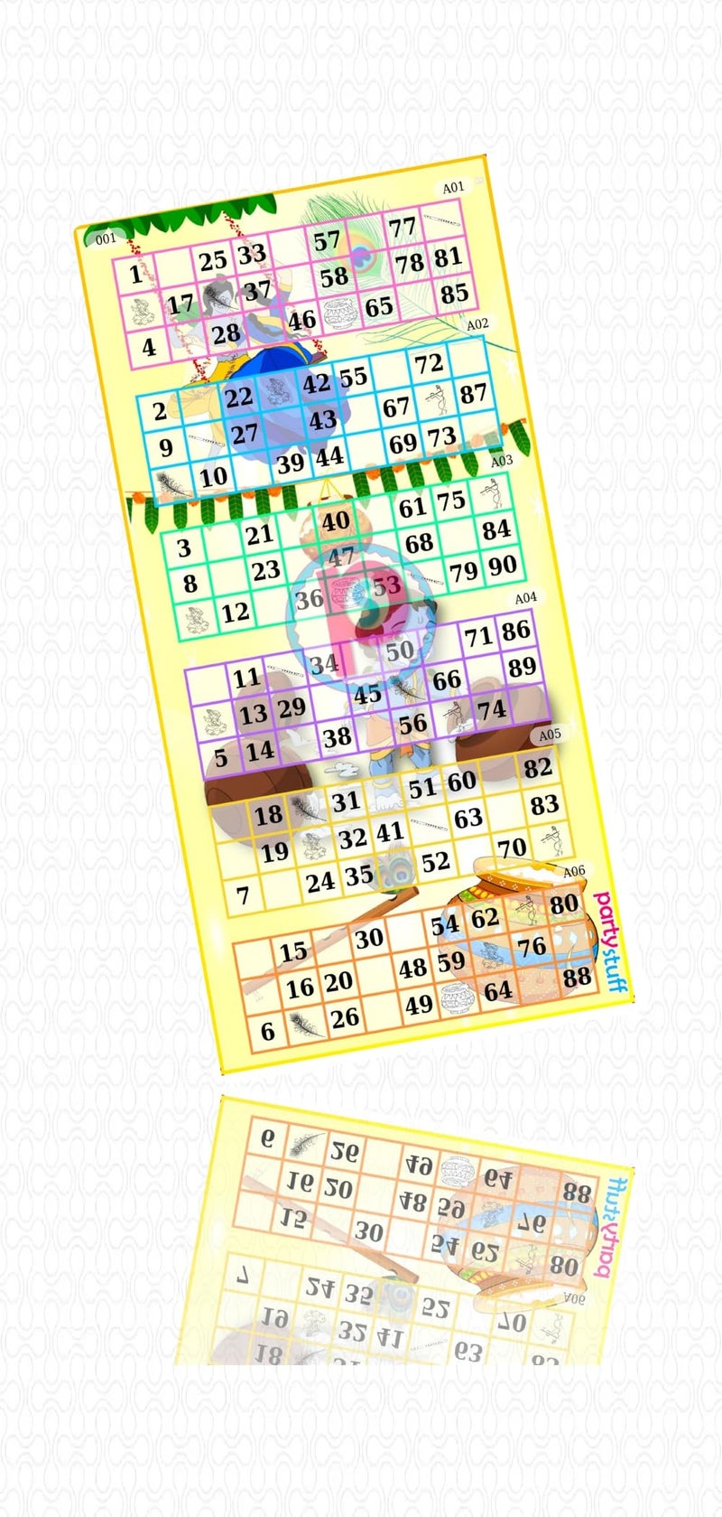PartyStuff Tambola Housie Tickets - Janamashtami Hexa Classic Grids (24 Piece) - Image 2