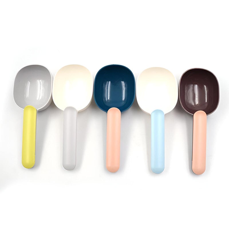 Kitchen spoons - 7.9 in large plastic spoons with a rice scoop design, vibrant colors, multi -use for flour, whole grains, bread, food processing for pets in commercial cooking and home (5pcs) - Image 1