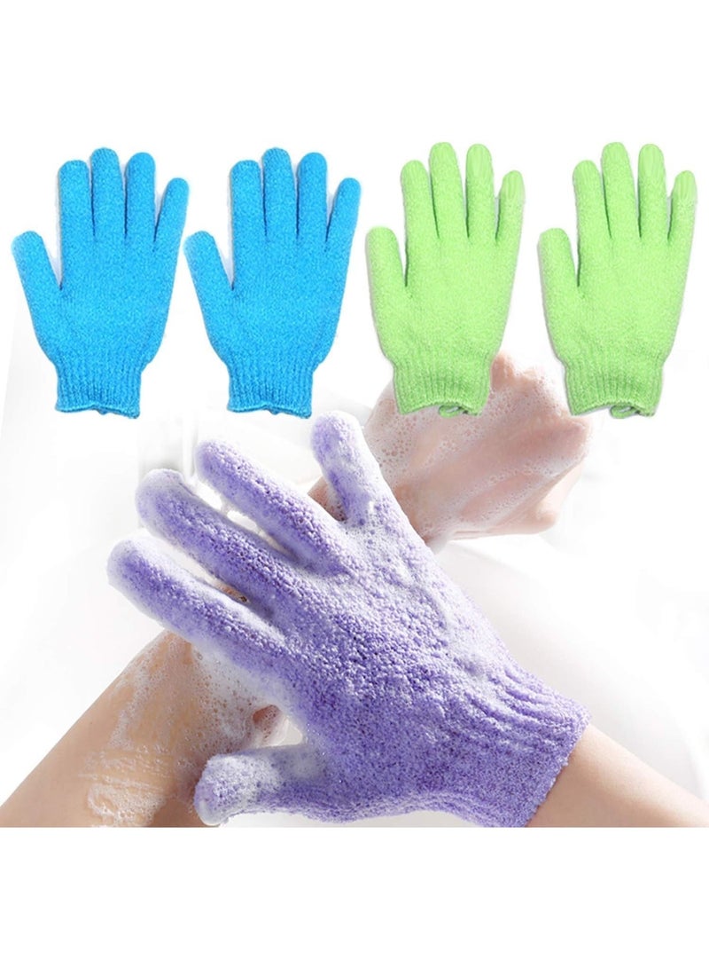 2 Pair Exfoliating Body Loofah Gloves, Bath Scrub Wash Mitts, Skin Massage Sponge Glove, Deep Cleansing Dead Skin, Promote Blood Circulation, for All Kind of Skin, Blue and Green - Image 1
