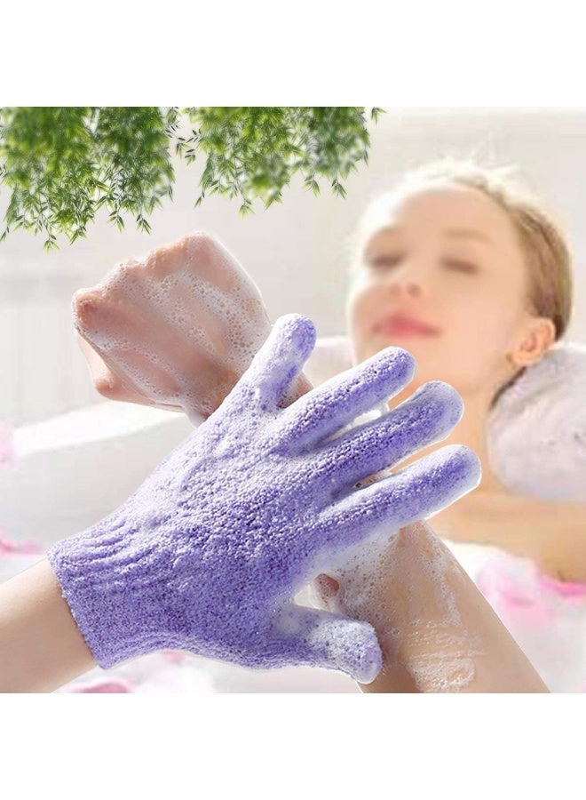 2 Pair Exfoliating Body Loofah Gloves, Bath Scrub Wash Mitts, Skin Massage Sponge Glove, Deep Cleansing Dead Skin, Promote Blood Circulation, for All Kind of Skin, Blue and Green - Image 3