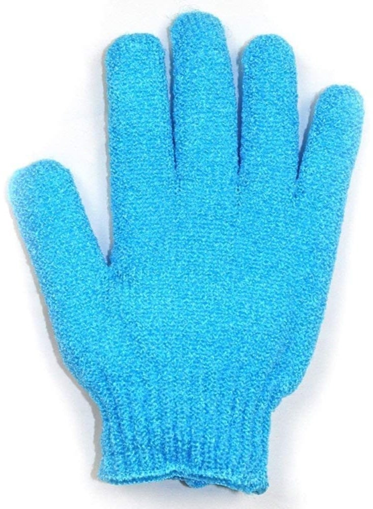 2 Pair Exfoliating Body Loofah Gloves, Bath Scrub Wash Mitts, Skin Massage Sponge Glove, Deep Cleansing Dead Skin, Promote Blood Circulation, for All Kind of Skin, Blue and Green - Image 2