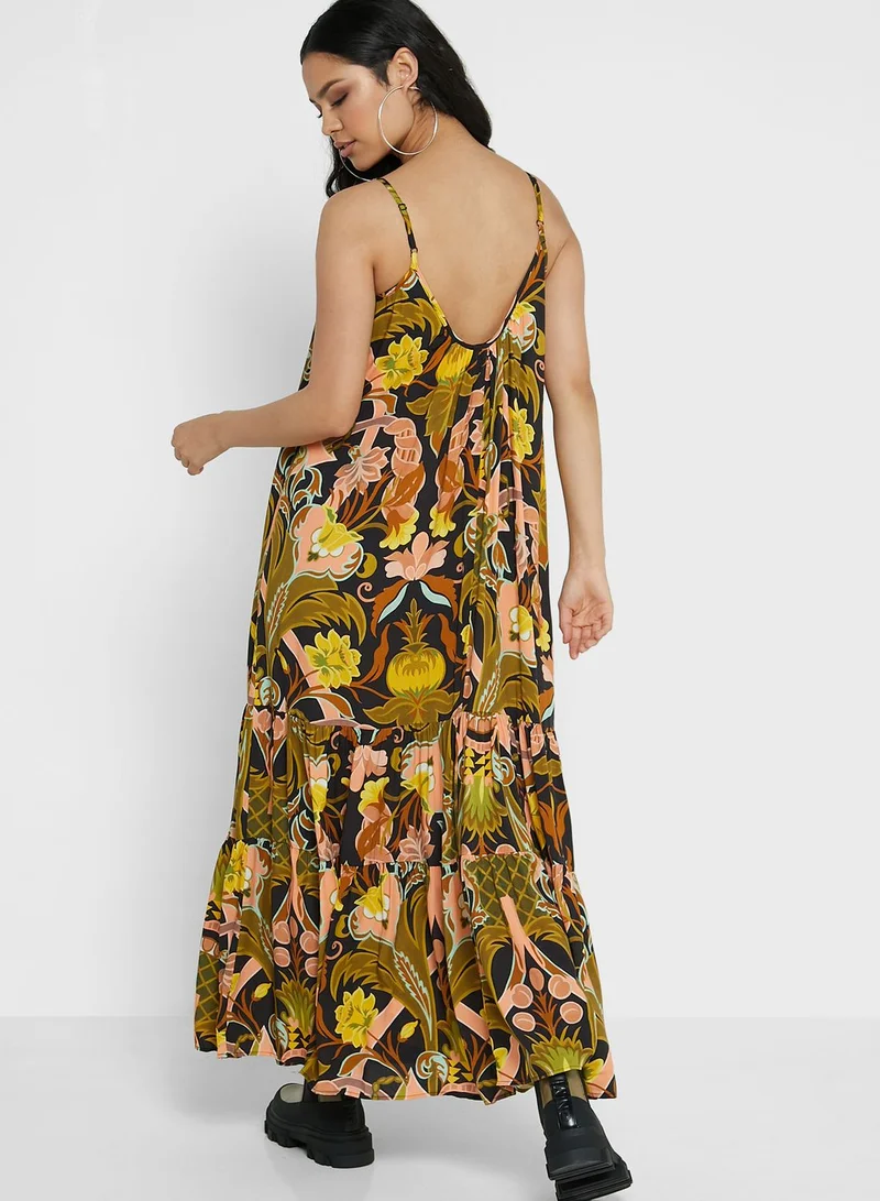 TOPSHOP Printed Tiered Dress