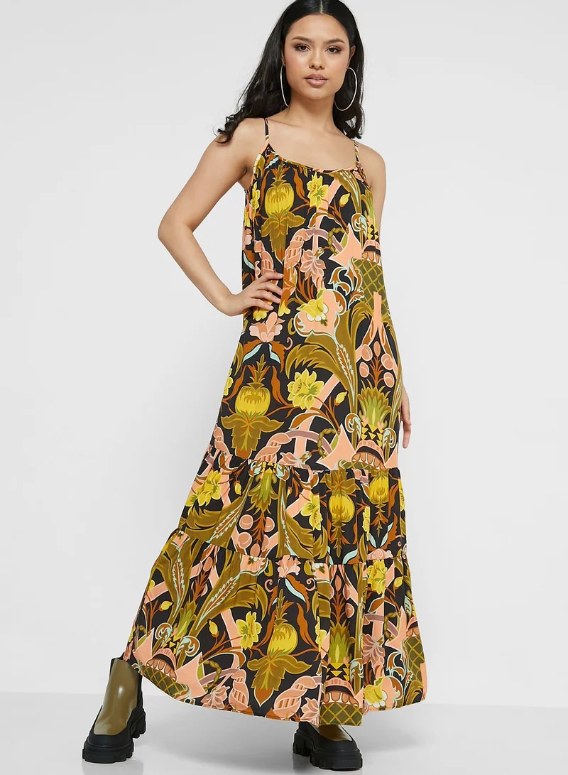 TOPSHOP Printed Tiered Dress