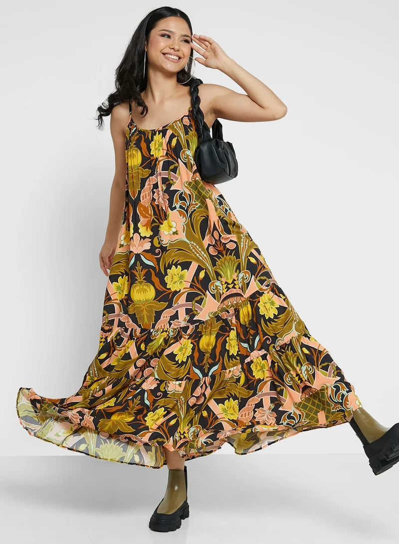 TOPSHOP Printed Tiered Dress