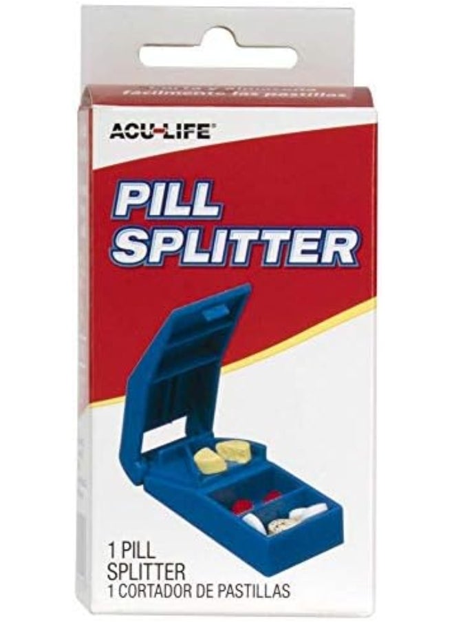 ACU-LIFE Pill Cutter And Splitter, Cuts Pills, Vitamins, Tablets, Stainless Steel Blade, Includes Storage Container, Color May Vary  - Image 1