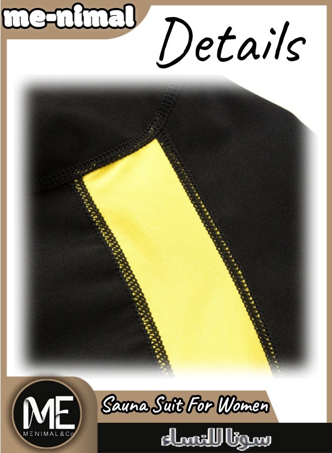 مينيمال بدلة ساونا للسيدات مع قبعة | بلوزة بأكمام طويلة مع قبعة وسحاب كامل + بنطال عالي الخصر | مجموعة للتدريب لزيادة التعرق وتشكيل الجسم - Image 5