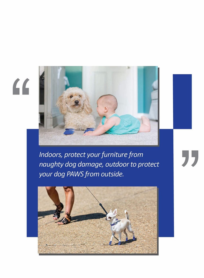 KASTWAVE Dog Boots, Light Duty Water Resistant Dog Boots, Winter Dog Shoes with Reflective Straps Anti-Slip Sole Breathable Outdoor Dog Paw Protection for Small, Medium and Large Dogs (4 Pcs -Blue) - Image 3