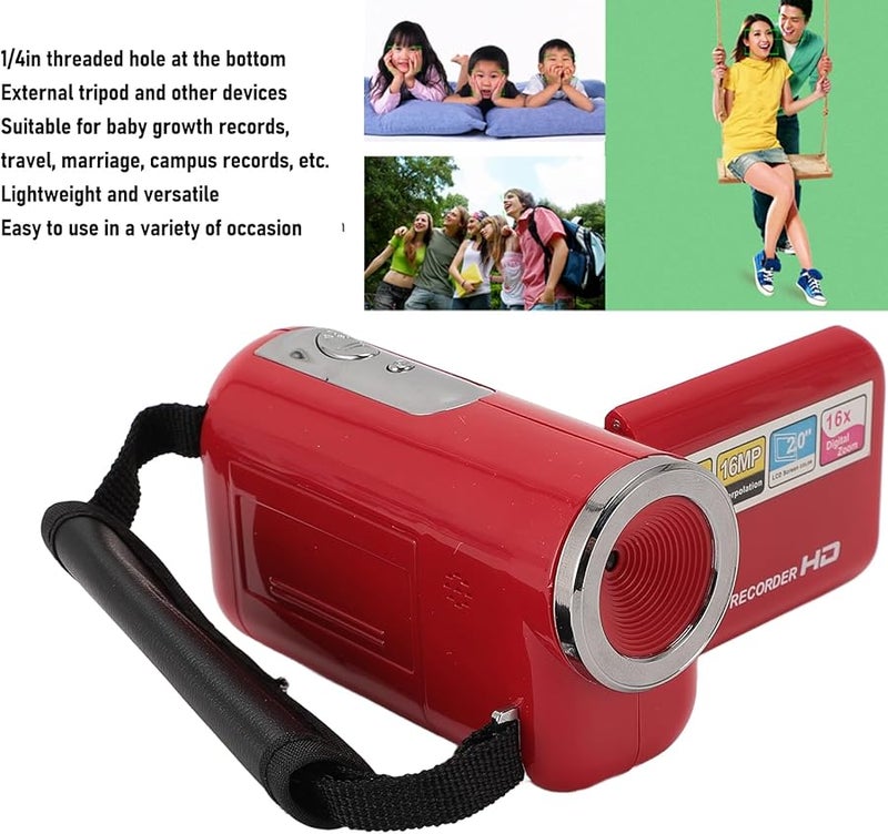 Asixxsix 1080P HD 16MP كاميرا مدونة فيديو مع تكبير رقمي 16X شاشة 2 بوصة 32 جيجابايت - Image 5