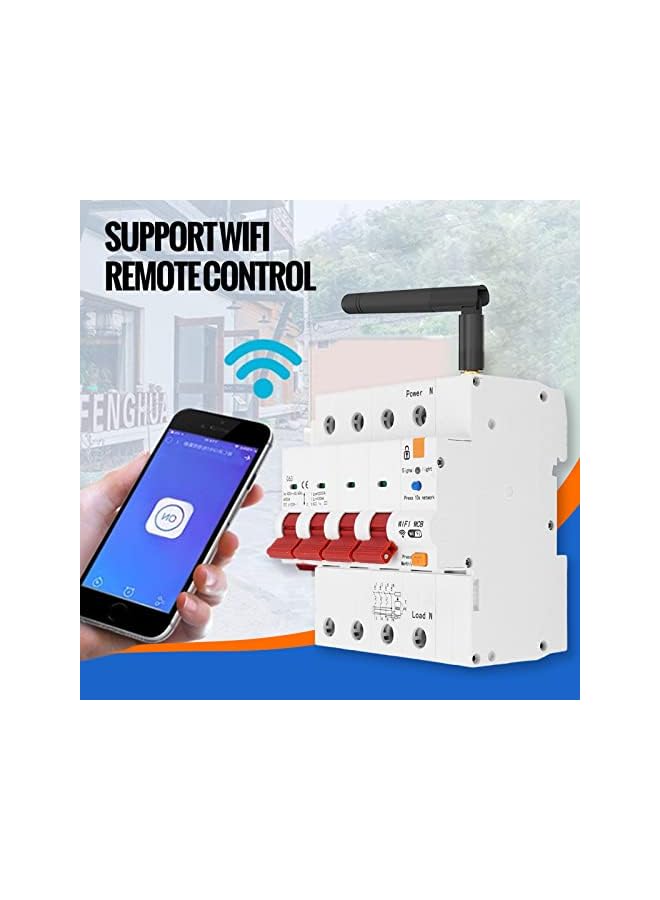 PROMASS promass Smart WiFi Circuit Breaker, AC 400V 63A 4P Mobile Phone APP Remote Control Din Rail Circuit Breaker IP20 Miniature Circuit Breaker with Lock for Households Factories  - Image 4
