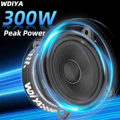 WDiYA 3.5-Inch Car Speaker Wool Fiber Cone+Fiberglass Sound Cap Full Frequency High Fidelity Audio 300W Peak Power 4 Ohms Professional High-End Stereo Surround Sound (2-Speakers) - Image 2