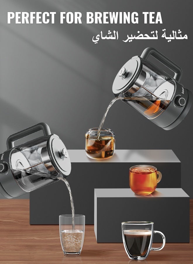  كاو KAWU غلاية ماء كهربائية جديدة 2026، غلاية شاي زجاجية متعددة الوظائف بسعة 1.2 لتر، 2 أوضاع تحضير، الحفاظ التلقائي على الدفء، غليان سريع 600 واط، مرشح شاي من الفولاذ المقاوم للصدأ 304، لون أسود - Image 5