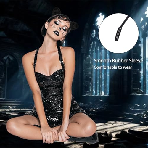 Mysense Black Cat Ears Headband and Black Lipstick Kit,Cat Costume Accessories for Women Girls Halloween Party Cosplay Makeup - Image 2