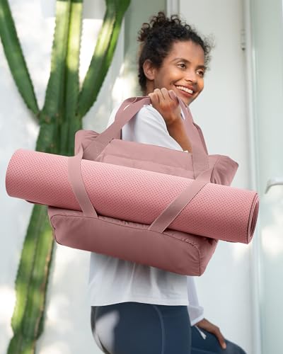 BAGSMART حقيبة توت BAGSMART للنساء مع سحاب وأحزمة حصيرة اليوغا حقيبة جيم مبطنة للسفر والعمل والرياضة - Image 3