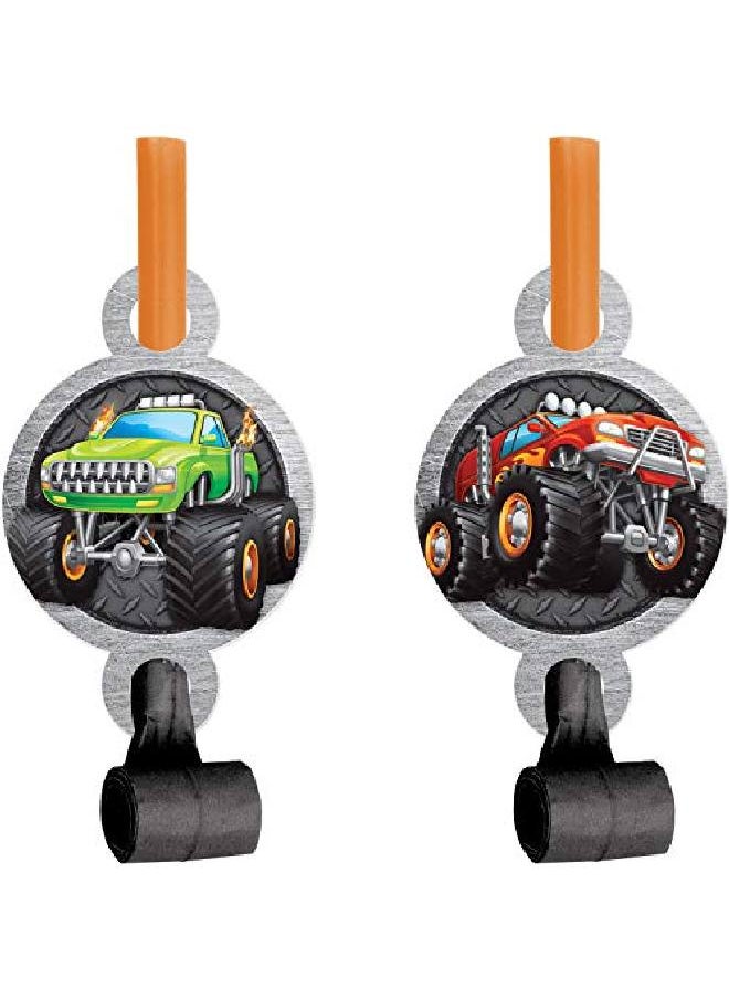 CREATIVE CONVERTING - Monster Truck Party Blowers 8 Ct 2.5" X 5.25" Multicolored - Image 1