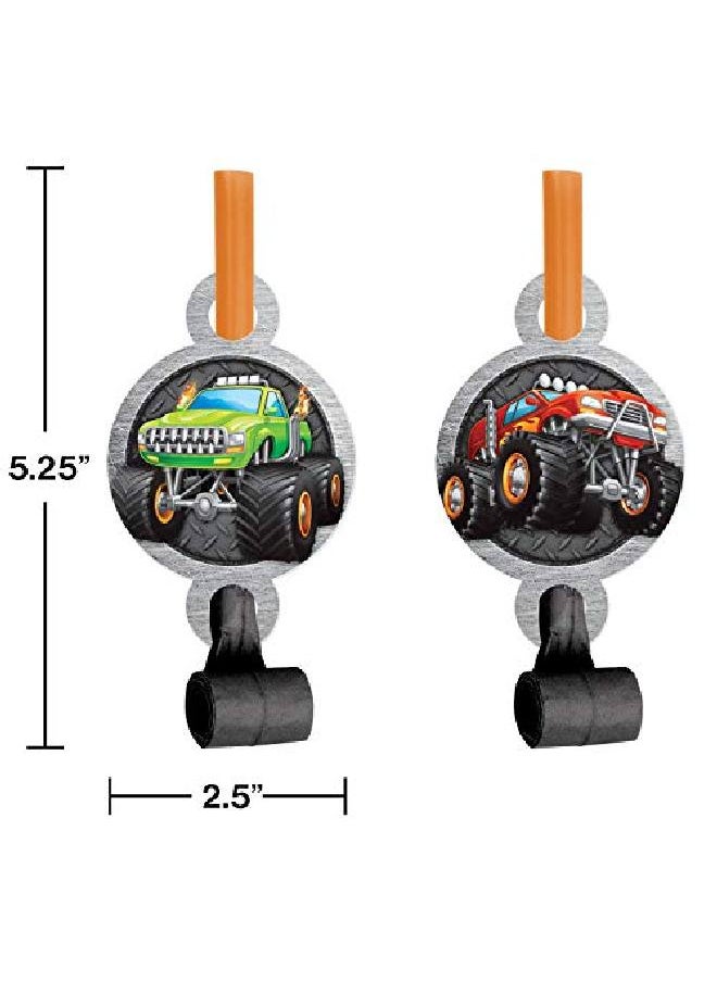 CREATIVE CONVERTING - Monster Truck Party Blowers 8 Ct 2.5" X 5.25" Multicolored - Image 1