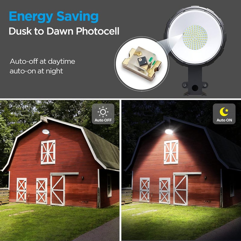 deerdance LED Barn Light, 80W 120V Hardwired Dusk to Dawn Outdoor Lighting with 10000LM 5000K Daylight, IP65 Waterproof Area Street Lights for Outdoor Barns Farmhouse Garage Yard Warehouse (2Pack) - Image 3