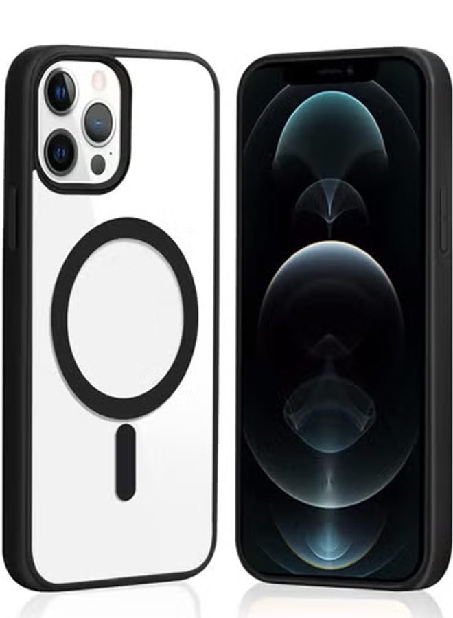 TIGER Clear MagSafe Case for iPhone 12 Pro Max (6.7-Inch) – Ultra-Thin Transparent Protective Cover with Anti-Yellow Coating, Slim Shockproof Bumper, Strong Magnetic Ring, Anti-Scratch Design – Black Edges - Image 1