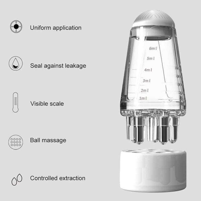 SYCOOVEN مشط تطبيق فروة الرأس SYCOOVEN لنمو الشعر، جهاز تدليك فروة الرأس، زجاجة تطبيق للشعر لعلاج الزيوت الأساسية، أبيض - Image 4