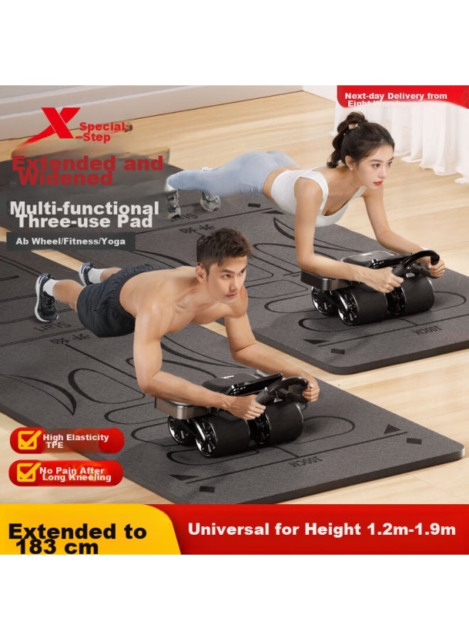 XTEP Xtep Ab Wheel Specialized Pad, Kneeling Pad, Ab Wheel, Yoga, Men And Women Fitness Equipment, Exercise Abdominal Thickened Non-slip Mat, Gray - Image 1