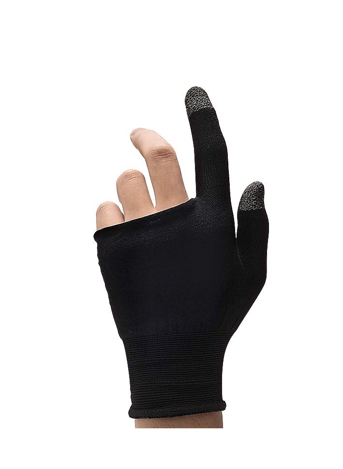 ميمو قفازات ألعاب ميمة من ألياف الكربون بإصبعين – حساسية عالية للمس، قابلة للتنفس ومضادة للعرق، تصميم مانع للانزلاق لتحكم سلس ودقيق – متوافقة مع آيفون، آيباد، ريدماجيك، سامسونج – مثالية لببجي وكود (زوج واحد – 2 قطعة) - Image 1