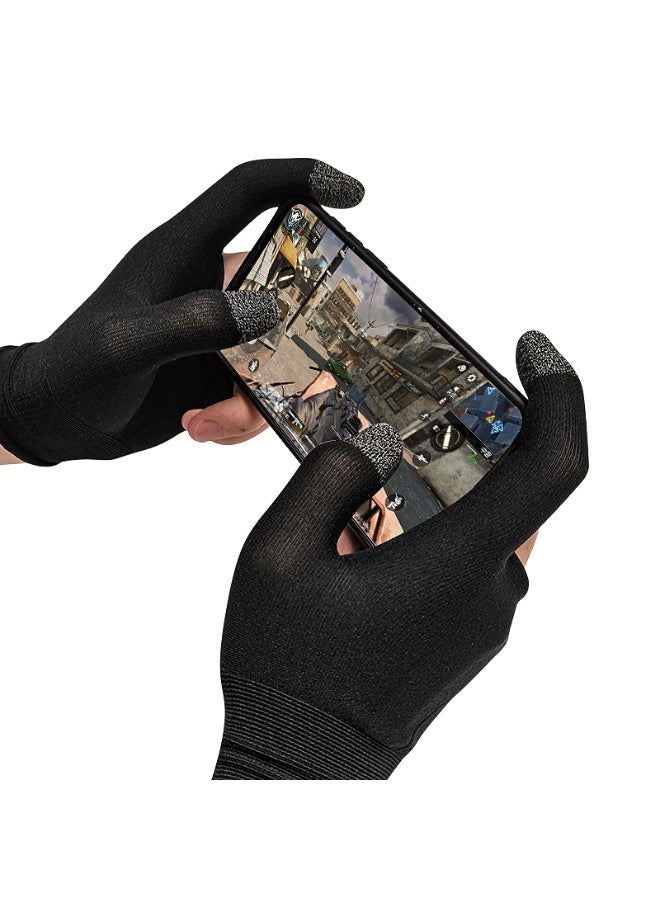 ميمو قفازات ألعاب ميمة من ألياف الكربون بإصبعين – حساسية عالية للمس، قابلة للتنفس ومضادة للعرق، تصميم مانع للانزلاق لتحكم سلس ودقيق – متوافقة مع آيفون، آيباد، ريدماجيك، سامسونج – مثالية لببجي وكود (زوج واحد – 2 قطعة) - Image 4