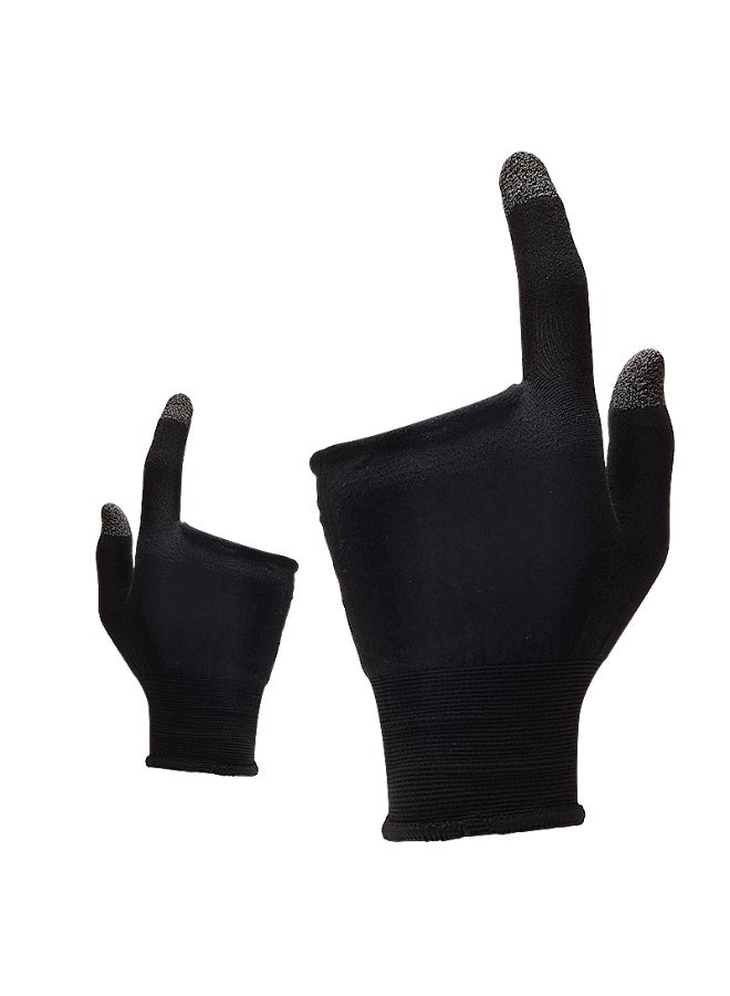ميمو قفازات ألعاب ميمة من ألياف الكربون بإصبعين – حساسية عالية للمس، قابلة للتنفس ومضادة للعرق، تصميم مانع للانزلاق لتحكم سلس ودقيق – متوافقة مع آيفون، آيباد، ريدماجيك، سامسونج – مثالية لببجي وكود (زوج واحد – 2 قطعة) - Image 2