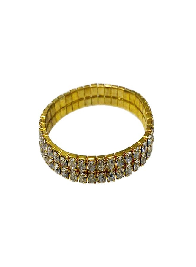 LA BELLEZA Gold Plated 2 Line Rhinestone Studded Adjustable Bracelet/Bangle/Kada for Girls and Women - Image 1